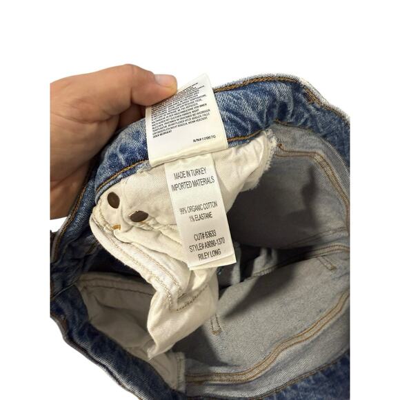 AGOLDE Riley Long High Rise Straight Jeans Medium Wash 29 Button Fly Distress - Picture 6 of 9